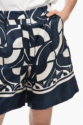 S Geometric Patterned TIMESA Silk Shorts