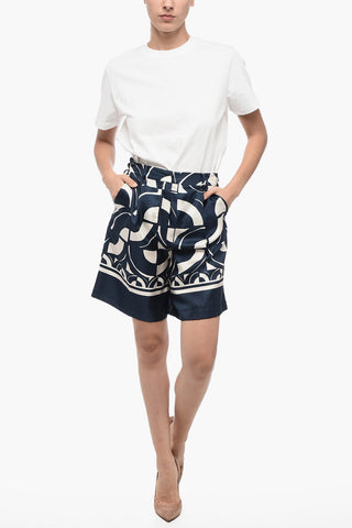 S Geometric Patterned TIMESA Silk Shorts