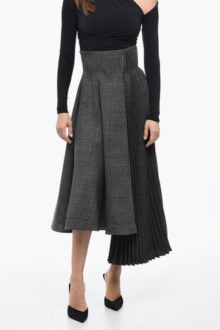 Wool Pleated Long Skirt