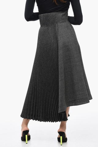 Wool Pleated Long Skirt