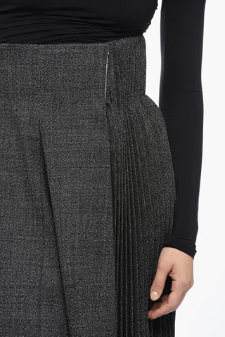 Wool Pleated Long Skirt