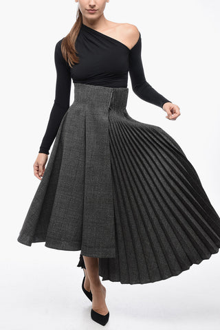 Wool Pleated Long Skirt