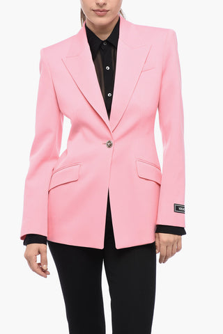 Single Breasted Blazer With Jewel Button