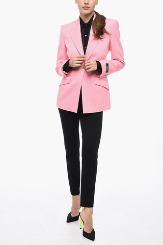 Single Breasted Blazer With Jewel Button