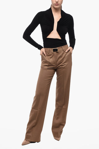 4 Pocket Virgin Wool Pants with Metal Plate