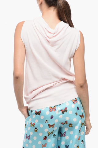 Top Smanicato con Scollo ad Anello