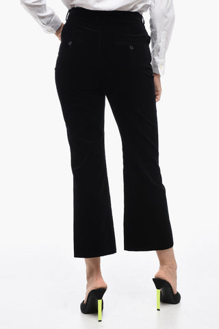 Velour Straight Fit High-Waisted Pants