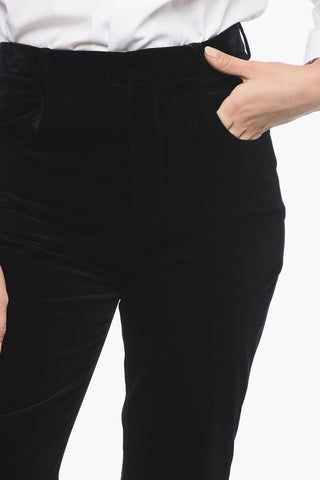 Velour Straight Fit High-Waisted Pants