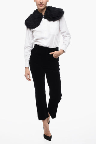Velour Straight Fit High-Waisted Pants