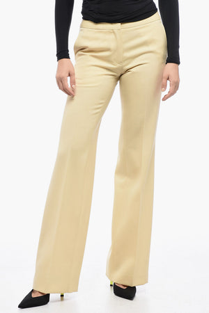 Pantaloni in Lana Grain de Poudre con Pince Frontali