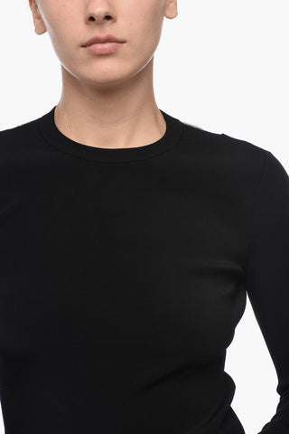 T-Shirt a Maniche Lunghe con Dettaglio in Mesh Monogram