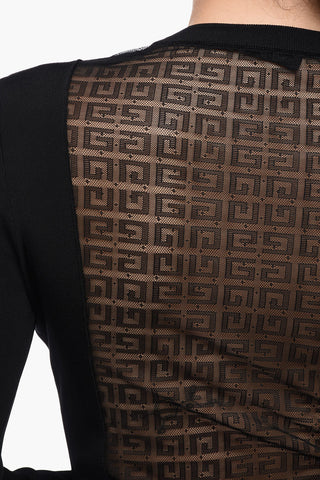 T-Shirt a Maniche Lunghe con Dettaglio in Mesh Monogram