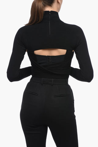 Crop Top a Collo Alto con Zip Posteriore