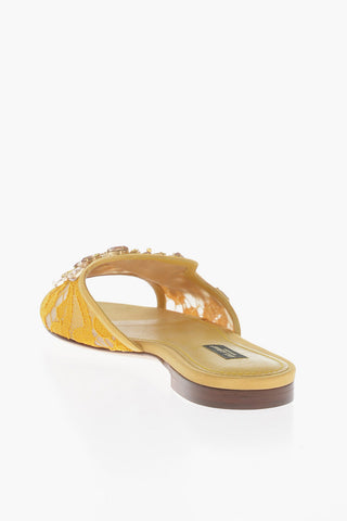 Rhinestoned Lace Sliders