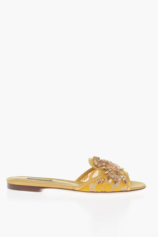 Rhinestoned Lace Sliders
