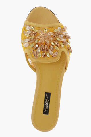 Rhinestoned Lace Sliders