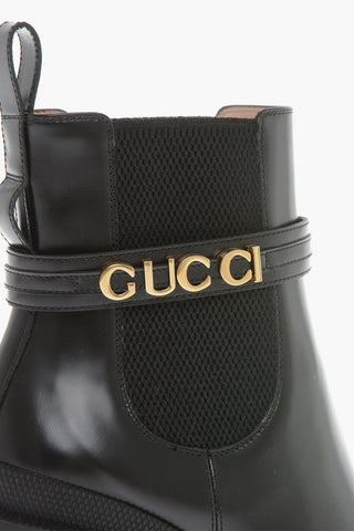 Leather Chelsea Boots With Tank Sole Heel 9 cm