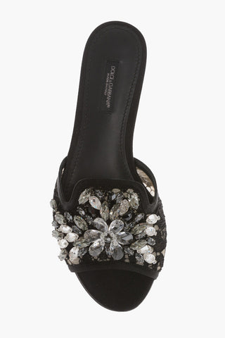 Rhinestoned Lace Sliders
