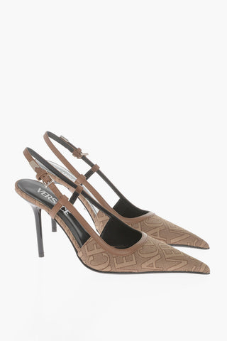 Pointed Slingback Sandals With jacquard Allover Logo