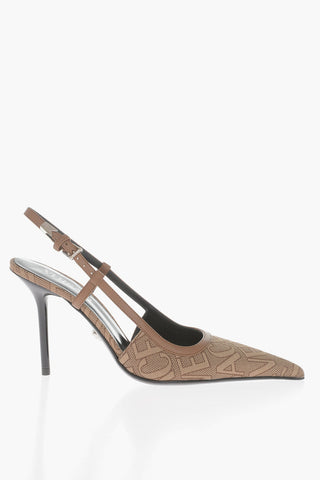 Pointed Slingback Sandals With jacquard Allover Logo