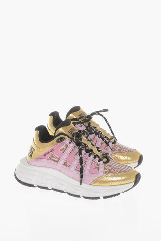Metallic Effect Low-Top Sneakers With Logo Print