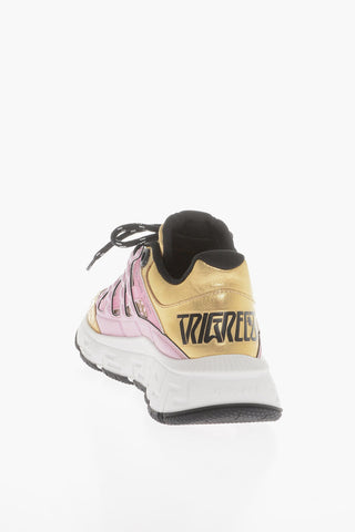 Metallic Effect Low-Top Sneakers With Logo Print