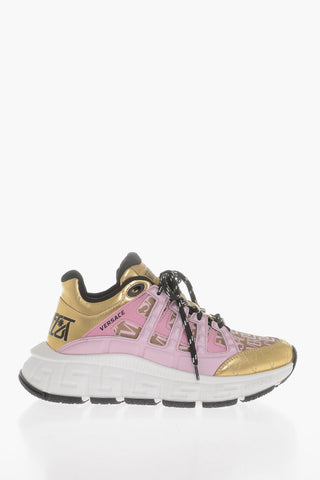 Metallic Effect Low-Top Sneakers With Logo Print