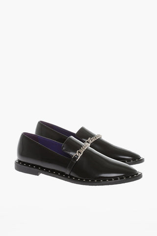 Vegan Leather Loafers With Chain Detail