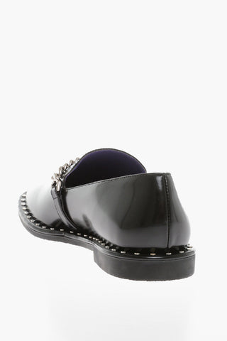 Vegan Leather Loafers With Chain Detail
