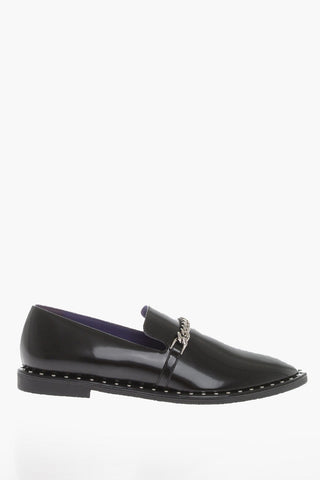 Vegan Leather Loafers With Chain Detail