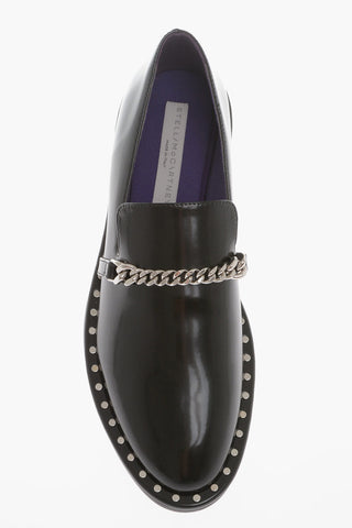 Vegan Leather Loafers With Chain Detail