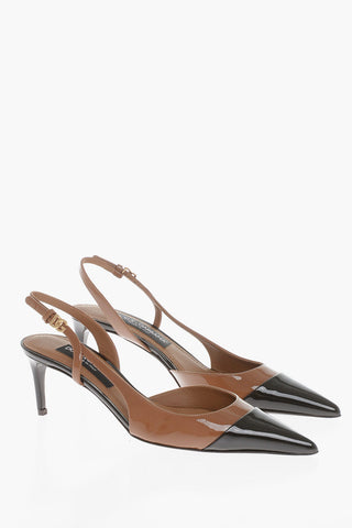 Pointed Patent Leather Slingback Sandals