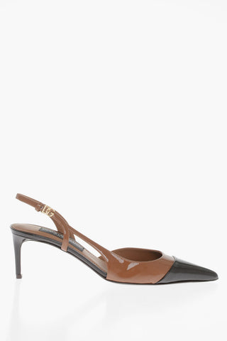 Pointed Patent Leather Slingback Sandals