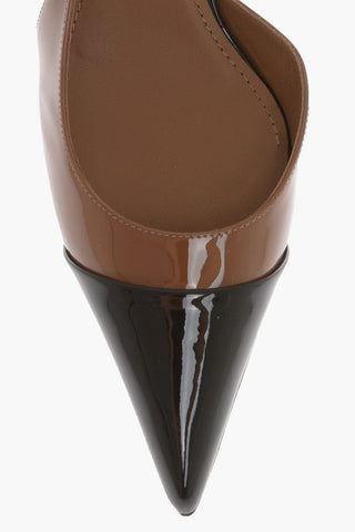 Pointed Patent Leather Slingback Sandals