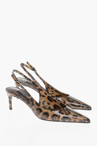 Sandali In Vernice Con Slingback E Stampa Animalier 7 cm