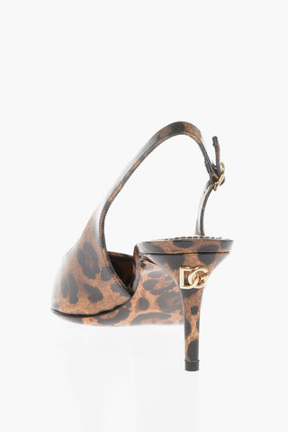 Sandali In Vernice Con Slingback E Stampa Animalier 7 cm