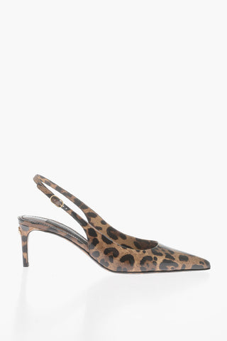 Sandali In Vernice Con Slingback E Stampa Animalier 7 cm