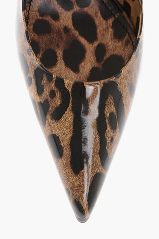 Sandali In Vernice Con Slingback E Stampa Animalier 7 cm
