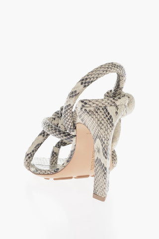 Sandali JIMBO In Pelle Con Stampa Serpente E Dettagli Annodati Tacco 10 cm