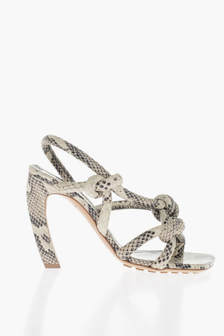 Snakeskin Printed JIMBO Leather Sandals With Knotted Details Tacco 10 cm