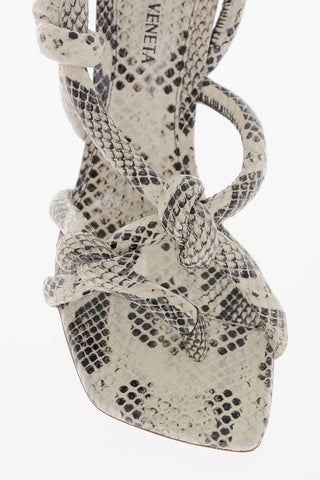 Sandali JIMBO In Pelle Con Stampa Serpente E Dettagli Annodati Tacco 10 cm