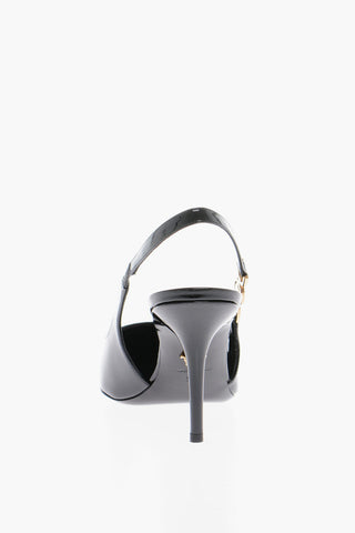 Slingback Patent Leather Sandals With Medusa Detail