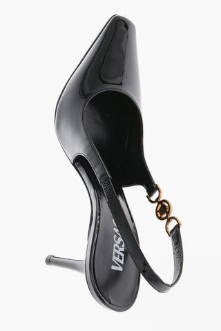 Slingback Patent Leather Sandals With Medusa Detail