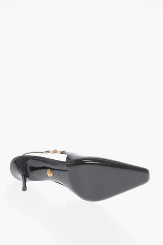Slingback Patent Leather Sandals With Medusa Detail