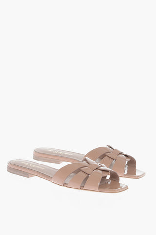 Patent Leather Slides With Braiding