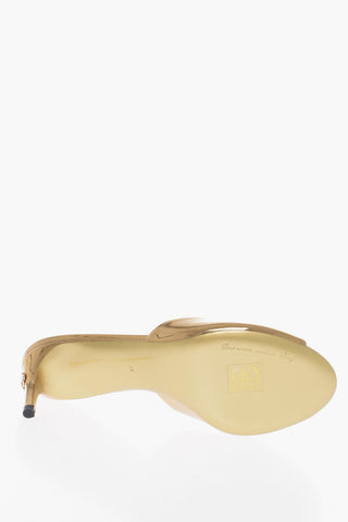 Metallic Effect Leather Mules Heel 6,5 cm