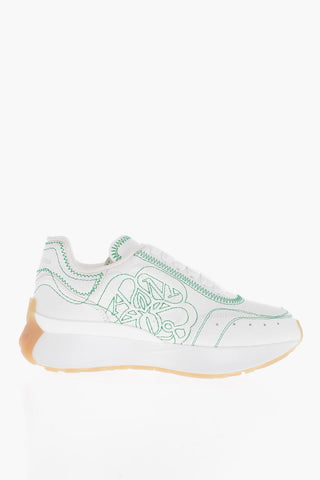 Leather Low-Top Sneakers With Contrasting Seams