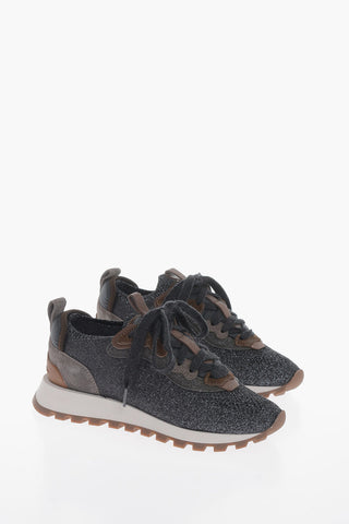 Low-Top Lurex Sneakers With Glitter Details