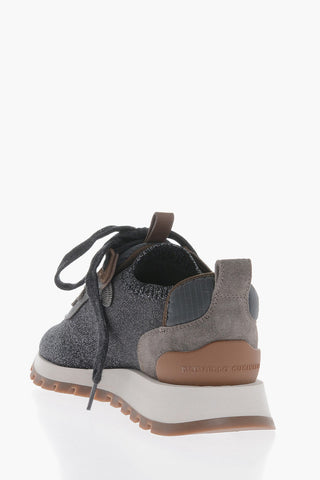 Low-Top Lurex Sneakers With Glitter Details
