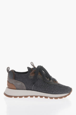 Low-Top Lurex Sneakers With Glitter Details